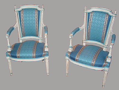 Fauteuils Louis XVI Marie-Antoinette &agrave; colonnes