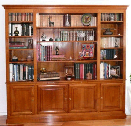 Biblioth&egrave;que Louis Philippe en merisier massif