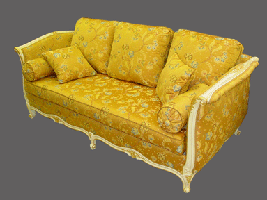 Canap&eacute; Louis XV crosse laqu&eacute; dor&eacute;